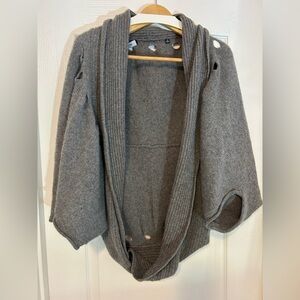 Saks Fifth Avenue Charcoal Open-Front Sweater, size M, 100% cashmere